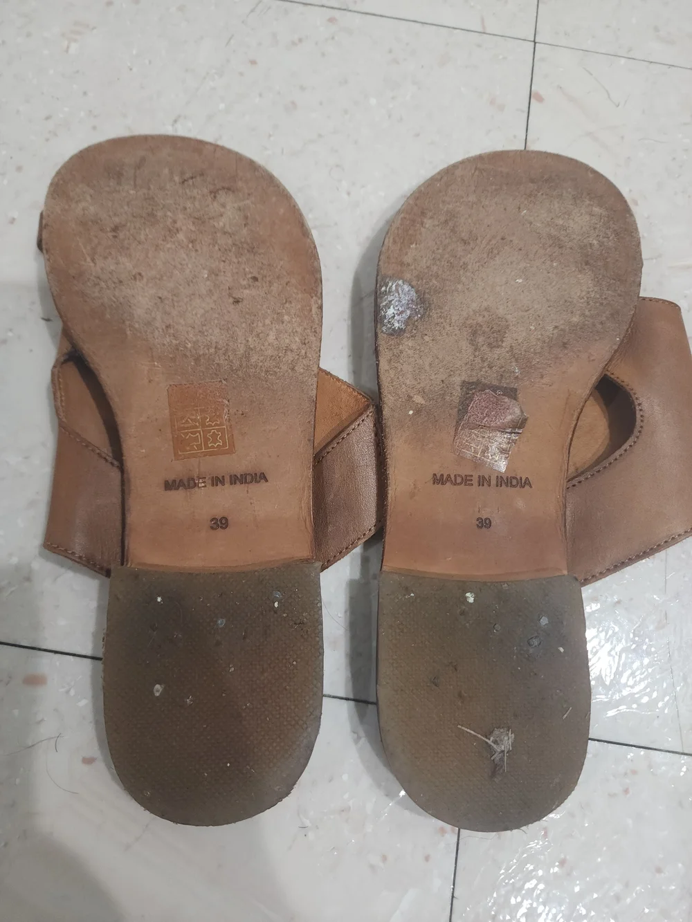 Free People Tan Leather Slide Sandals